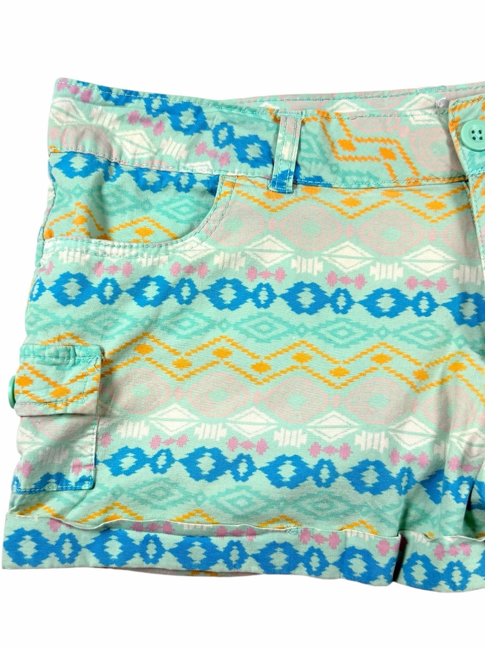 Aztec Print Micro Cargo Cotton Shorts Large Y2K Festival - Picture 5 of 9